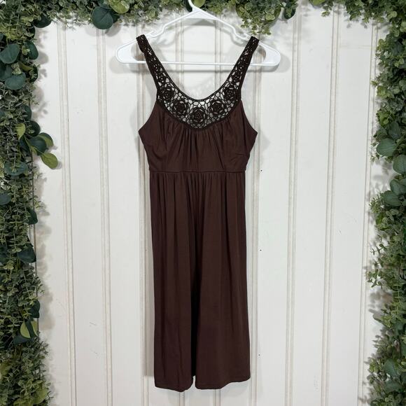 Max and Cleo Boho Hippie Floral Casual Brown Sleeveless Embroidered Top XS - Picture 1 of 9